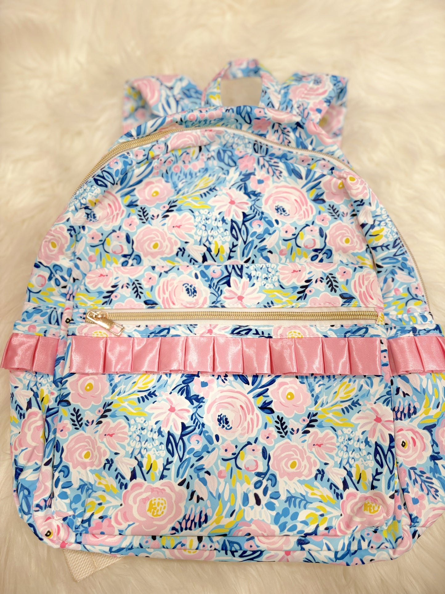 Pink & Blue Flower Girl Backpack