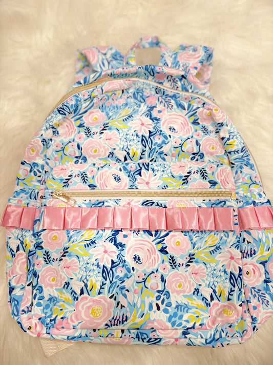 Pink & Blue Flower Girl Backpack